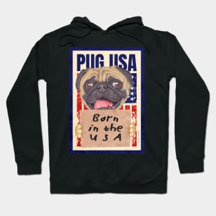 Pug Born in the USA Hoodie